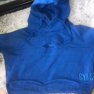 Gymshark blue cropped cut out hoodie